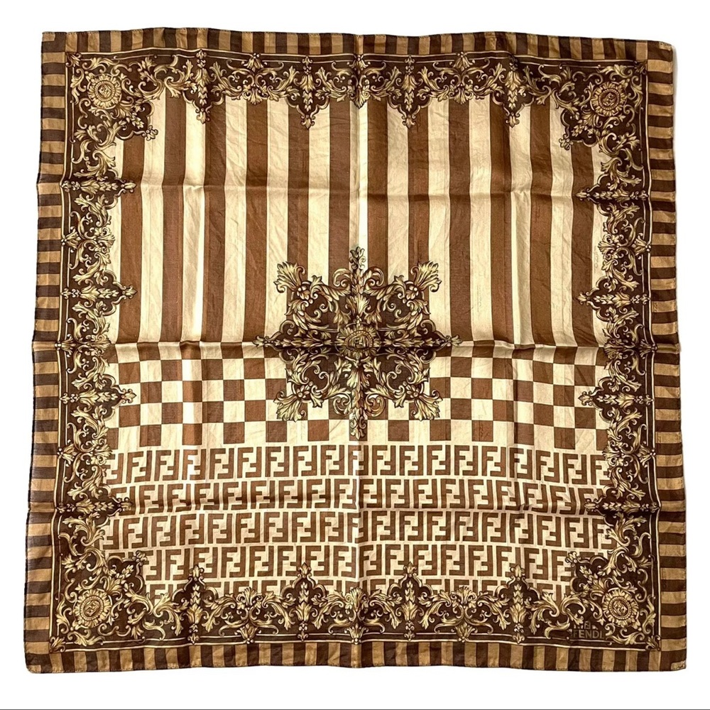 Fendi Zucca Monogram Scarf - Cotton Authentic